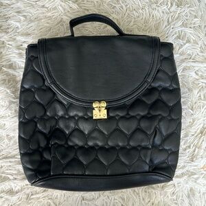 Betsey Johnson Black Convertible Quilted Backpack Crossbody Bag